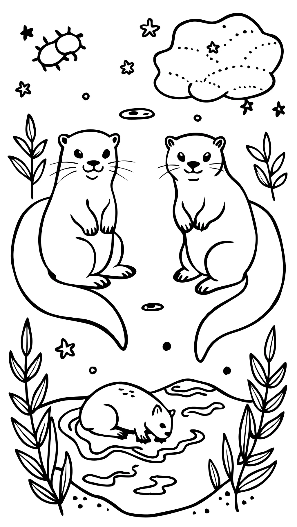 Page de couleur pour faire à des otters imprimable